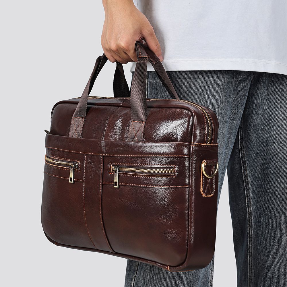 Men’s Genuine Leather Laptop Briefcase – Business Messenger Bag & Office Handbag - The Urbanex