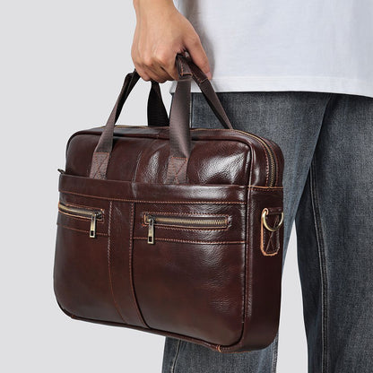 Men’s Genuine Leather Laptop Briefcase – Business Messenger Bag & Office Handbag - The Urbanex