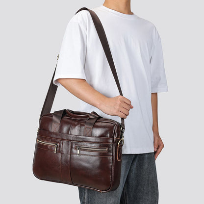 Men’s Genuine Leather Laptop Briefcase – Business Messenger Bag & Office Handbag - The Urbanex