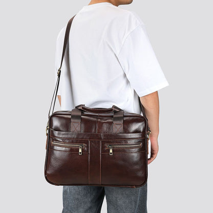 Men’s Genuine Leather Laptop Briefcase – Business Messenger Bag & Office Handbag - The Urbanex