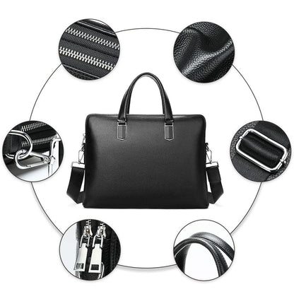 Men’s Genuine Leather Laptop Briefcase – Waterproof Business Messenger - The Urbanex