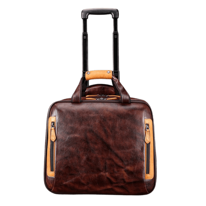 Men’s Genuine Leather Vintage 16″ Carry - On Trolley Case - The Urbanex