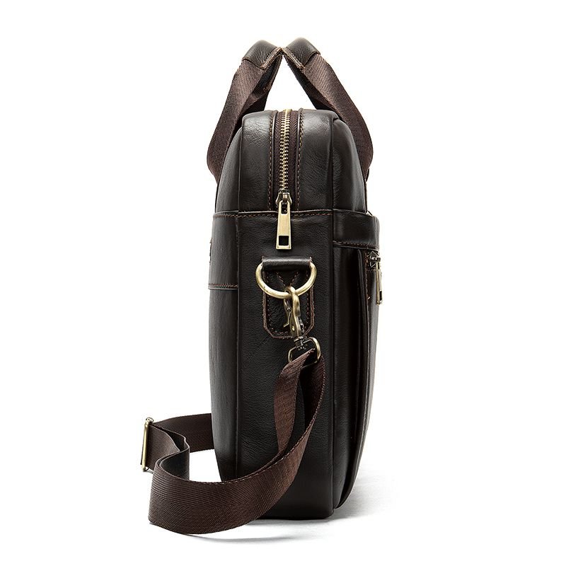 Men’s Leather Office Briefcase – 14″ Laptop & Document Messenger Bag for Business - The Urbanex