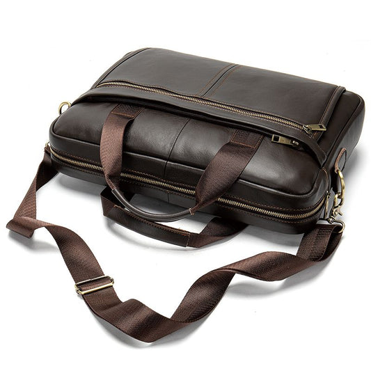 Men’s Leather Office Briefcase – 14″ Laptop & Document Messenger Bag for Business - The Urbanex