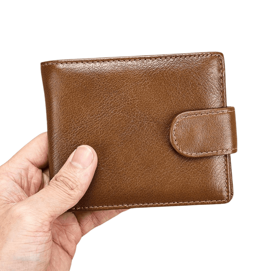Men’s Leather Short Bifold Wallet with Coin Pocket – Genuine Cowhide Slim Purse - The Urbanex