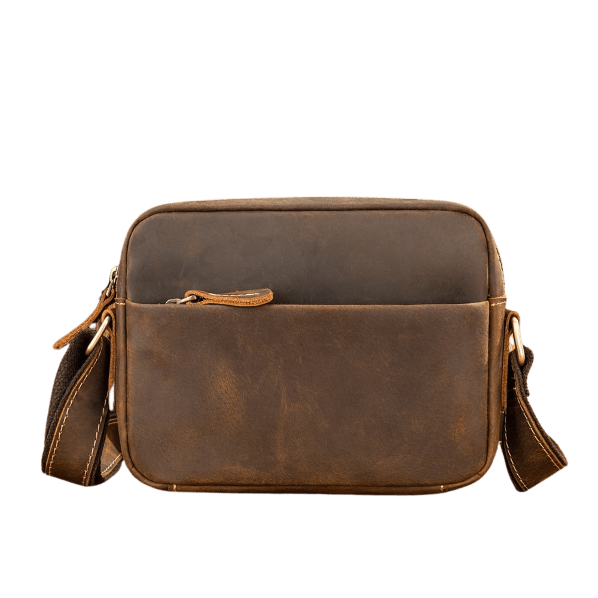 Men’s Vintage Crazy Horse Cow Leather Crossbody – Classic Shoulder Messenger - The Urbanex