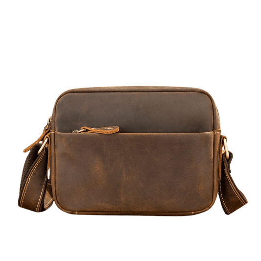 Men’s Vintage Crazy Horse Cow Leather Crossbody – Classic Shoulder Messenger - The Urbanex