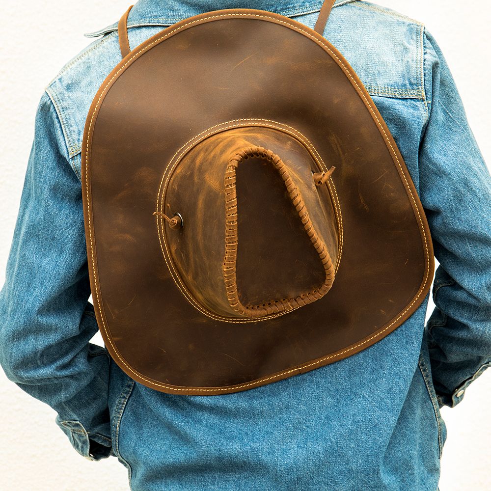 Men’s Vintage Crazy Horse Genuine Leather Western Trucker Sun Hat - The Urbanex