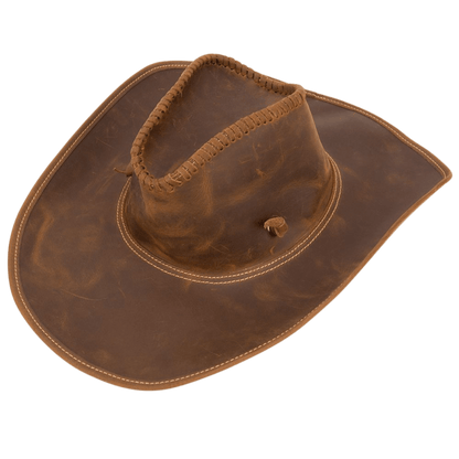 Men’s Vintage Crazy Horse Genuine Leather Western Trucker Sun Hat - The Urbanex