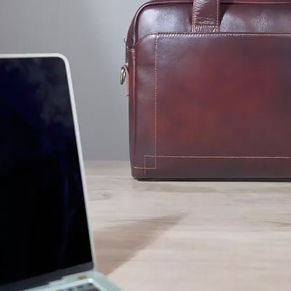 Men’s Genuine Leather 15″ Business Laptop Briefcase & Messenger Bag
