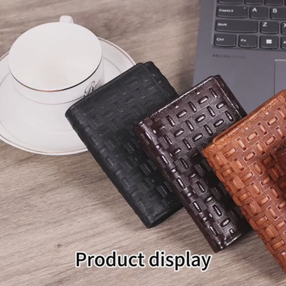 Designer Men’s RFID-Blocking Leather Trifold Wallet – Premium Genuine Leather Purse