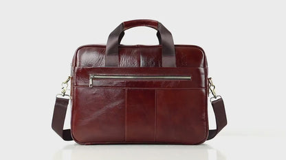 Men’s 14 Inch Laptop Bag – Leather Briefcase, Lawyer & Business Office Bag, Messenger Bag for Men