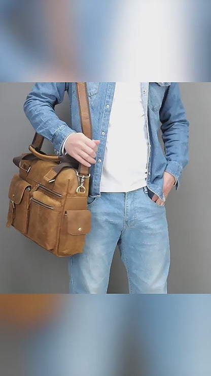 Crazy Horse Cow Leather Travel Duffel – Men’s Vintage Weekend Bag