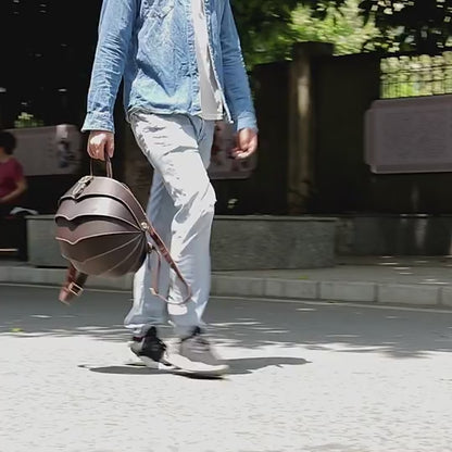 Shell Armor Leather Backpack – Modern Designer Travel & Laptop Bag