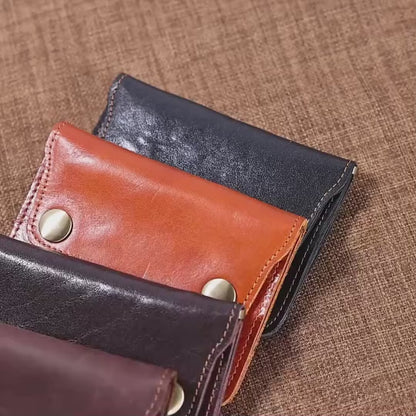 Full Grain Leather Designer Wallet for Men – Short Bifold with Coin Pocket