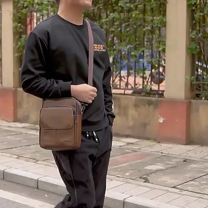 Crossbody Leather Messenger Bag – Fashionable Work Handbag for Men