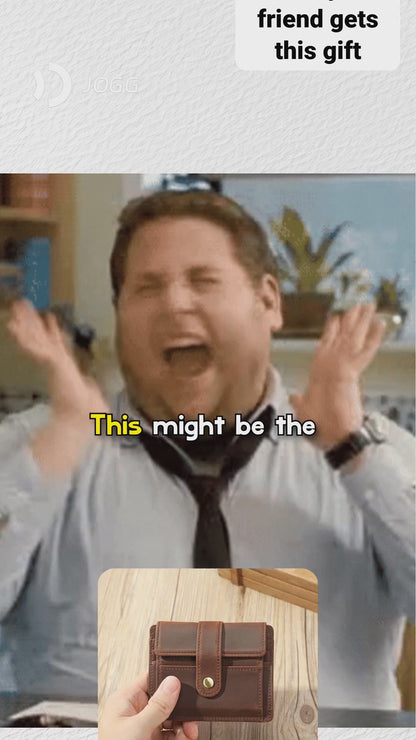 Gentlemen’s Genuine Leather Slim Wallet with Coin Pocket – Vintage Short Card Holder