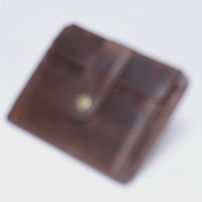 Gentlemen’s Genuine Leather Slim Wallet with Coin Pocket – Vintage Short Card Holder
