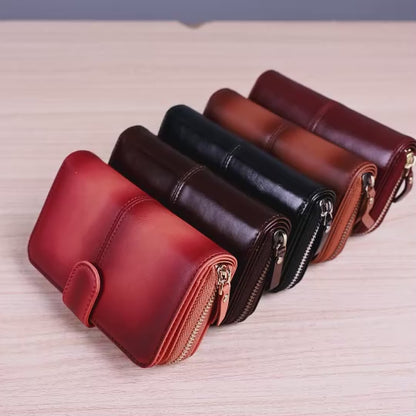 RFID-Blocking Genuine Leather Long Wallet – Large Capacity Card Holder