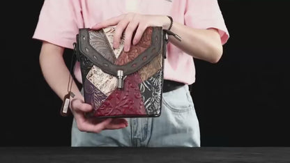 Women’s Genuine Cowhide Leather Vintage Alligator Pattern Crossbody Messenger Bag