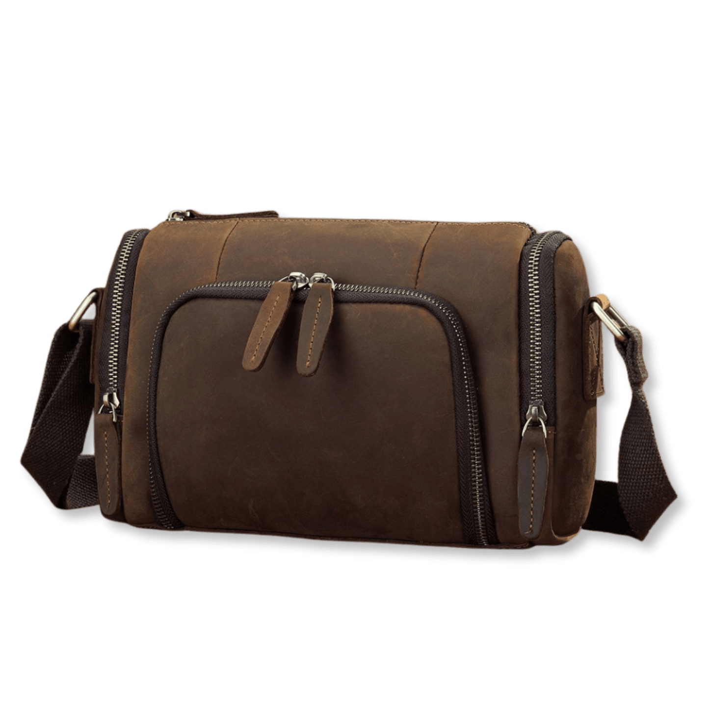 Retro Crazy Horse Cow Leather Square Bag – Men’s Vintage Crossbody Pouch - The Urbanex