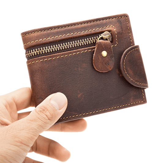 Retro Minimalist RFID Blocking Cow Leather Bifold Wallet – Slim Men’s Purse - The Urbanex