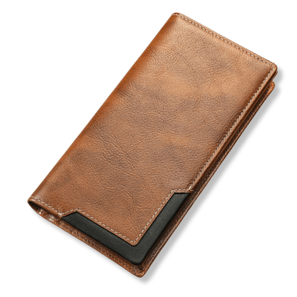 RFID Blocking Genuine Leather Long Wallet with Phone Pocket – Vintage Travel Clutch for Men - The Urbanex