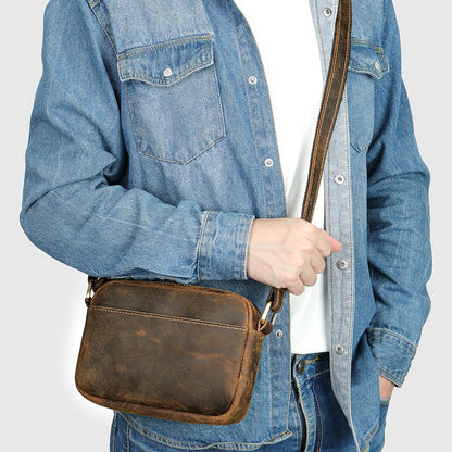 Vintage Crazy Horse Cow Leather Crossbody Sling – Men’s Chest & Travel Bag - The Urbanex