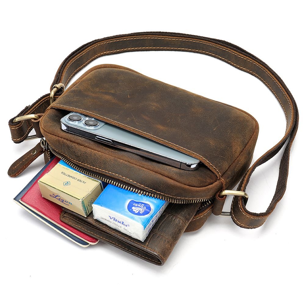 Vintage Crazy Horse Cow Leather Crossbody Sling – Men’s Chest & Travel Bag - The Urbanex