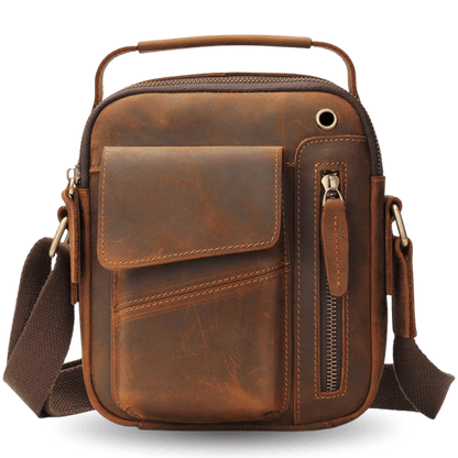 Vintage Crazy Horse Cow Leather Mini Satchel – Men’s Top - Handle & Crossbody Bag - The Urbanex
