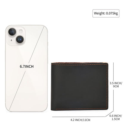 Vintage Genuine Leather Short Bifold Wallet with Coin Pocket – Waterproof Design - The Urbanex