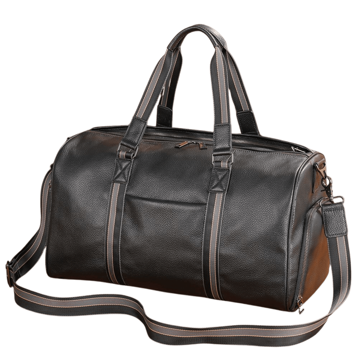 Water - Resistant Crazy Horse Cow Leather Weekend Duffel – Men’s Travel Bag with Shoe Compartment - The Urbanex