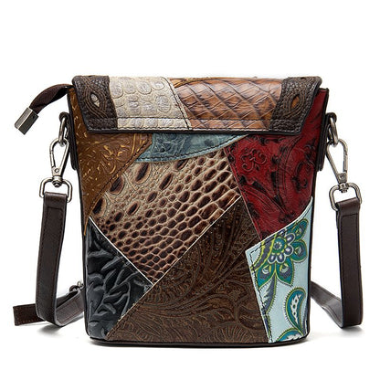 Women’s Genuine Cowhide Leather Vintage Alligator Pattern Crossbody Messenger Bag - The Urbanex