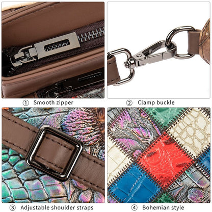 Women’s Genuine Cowhide Leather Vintage Patchwork Shoulder Bag - The Urbanex