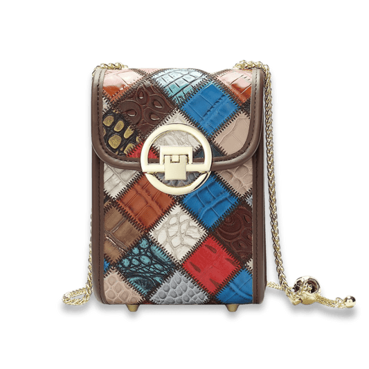 Women’s Genuine Leather Bohemia Patchwork Chain Shoulder Bag - The Urbanex