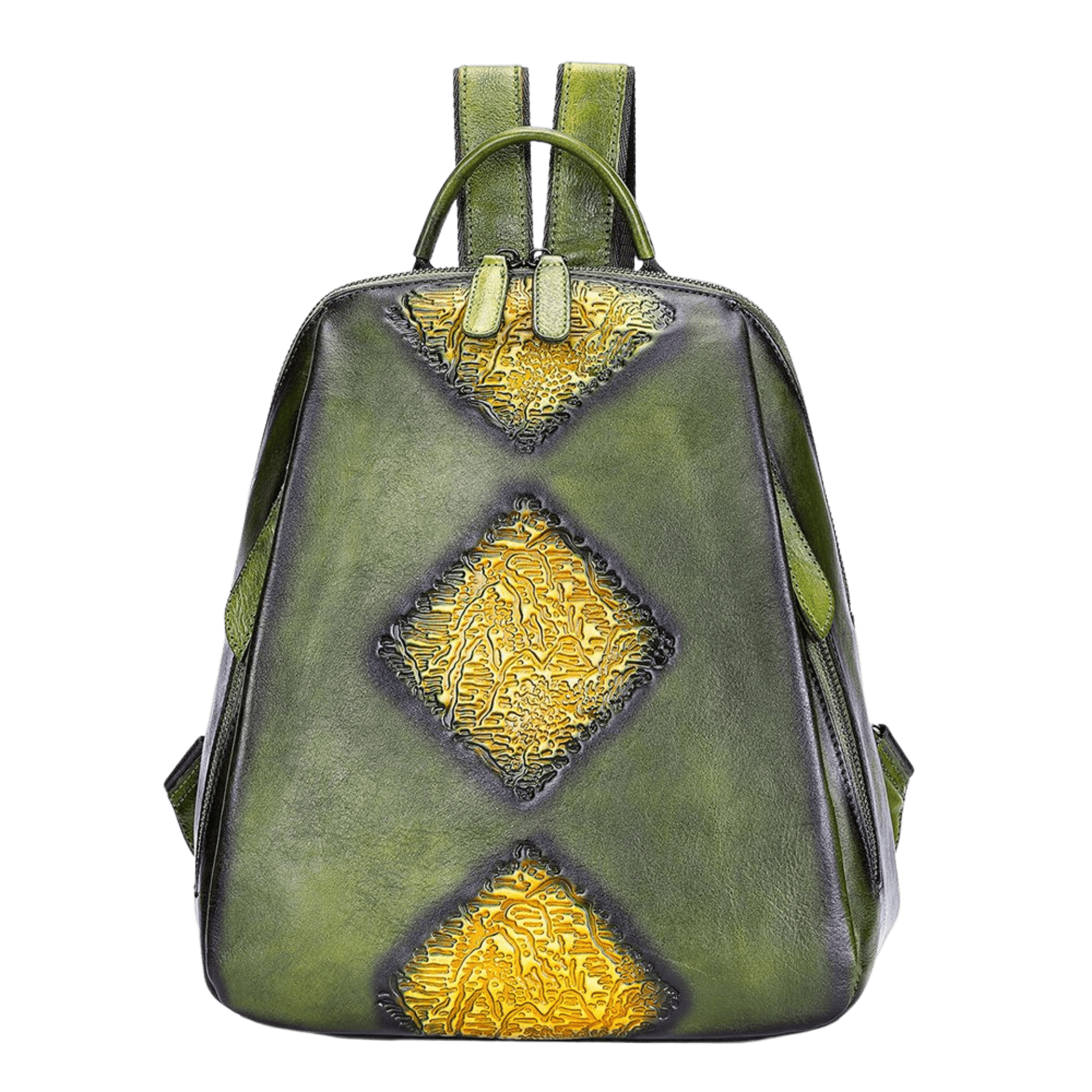 Women’s Genuine Leather Floral Embossed Vintage Backpack - The Urbanex