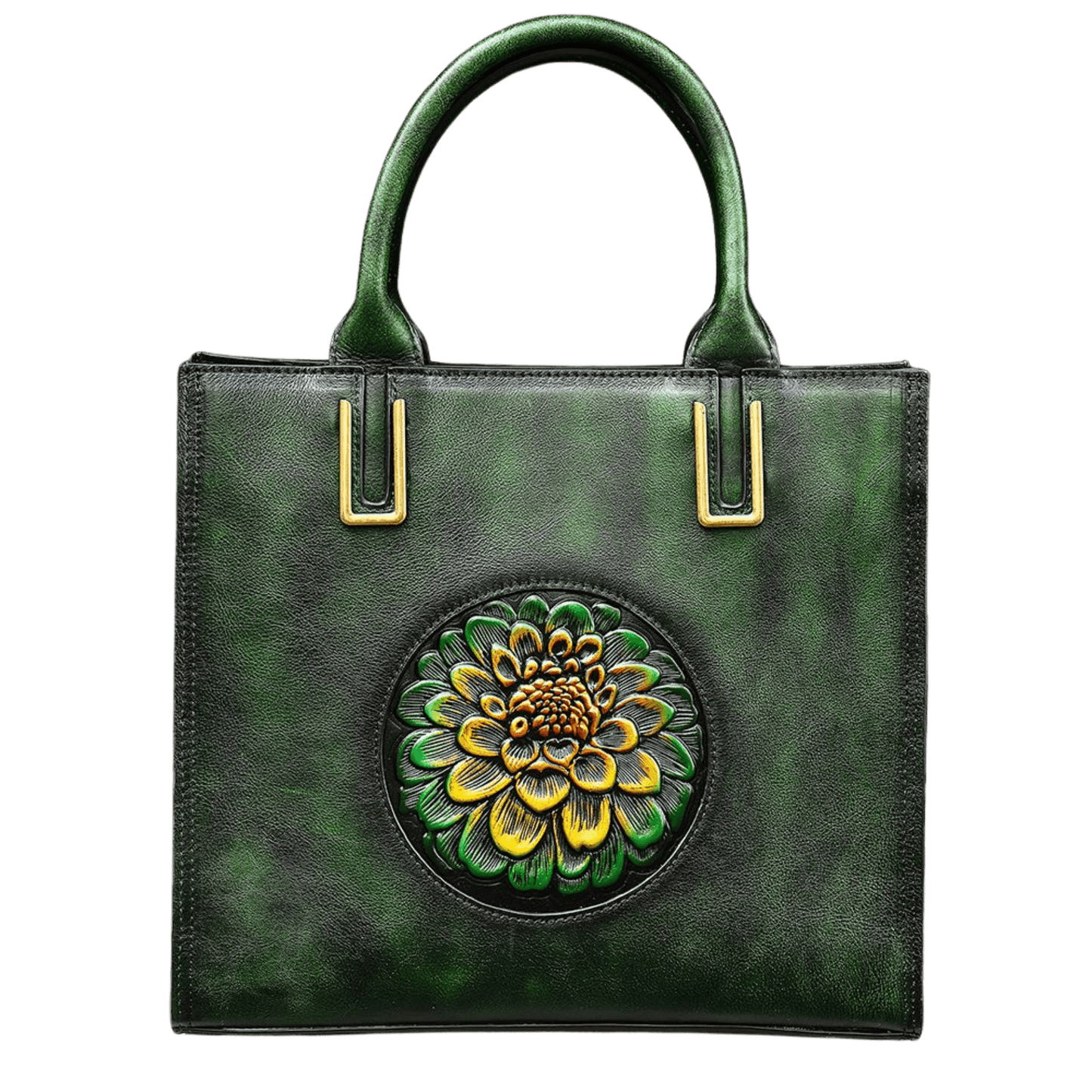 Women’s Genuine Leather Floral Embossed Vintage Tote Handbag - The Urbanex