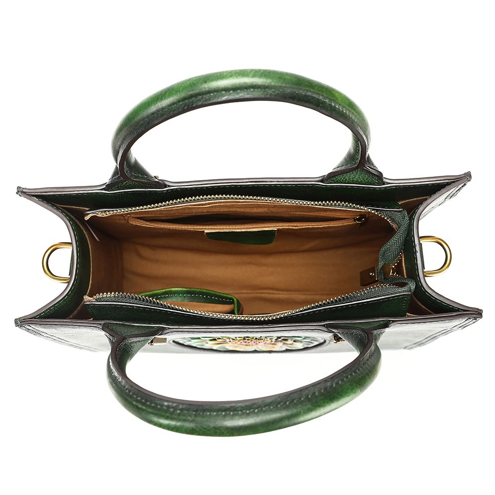 Women’s Genuine Leather Floral Embossed Vintage Tote Handbag - The Urbanex