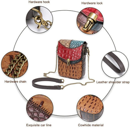 Women’s Genuine Leather Retro Stitching Crossbody Messenger Bag - The Urbanex