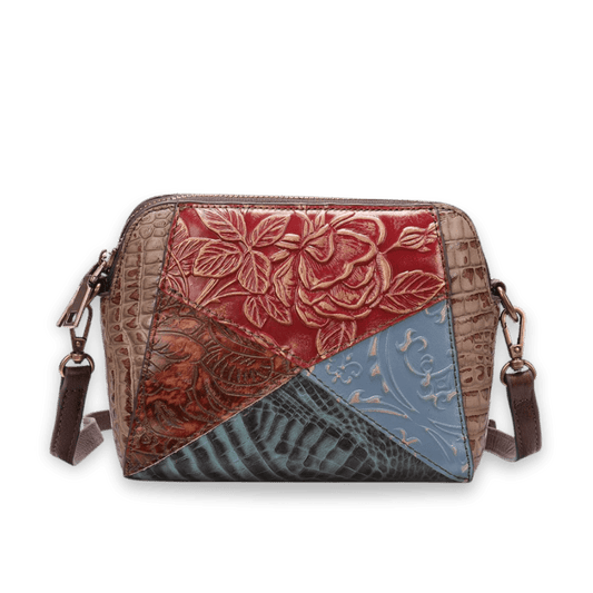 Women’s Genuine Leather Vintage Patchwork Messenger Crossbody Bag - The Urbanex